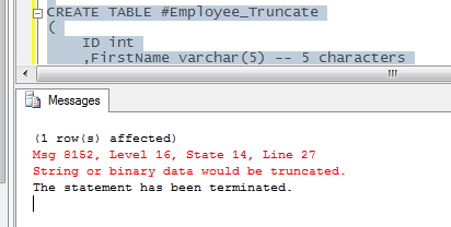 String or Binary data would be truncated error